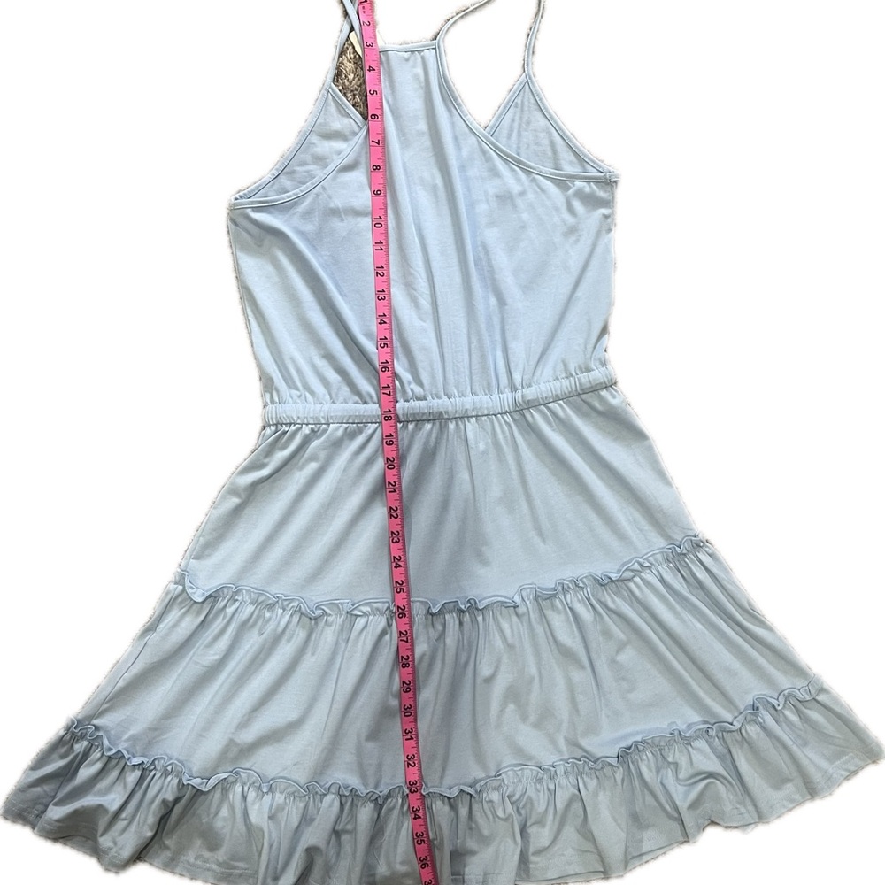 Chic Light Blue Ruffle Dress - Picture 2 of 3